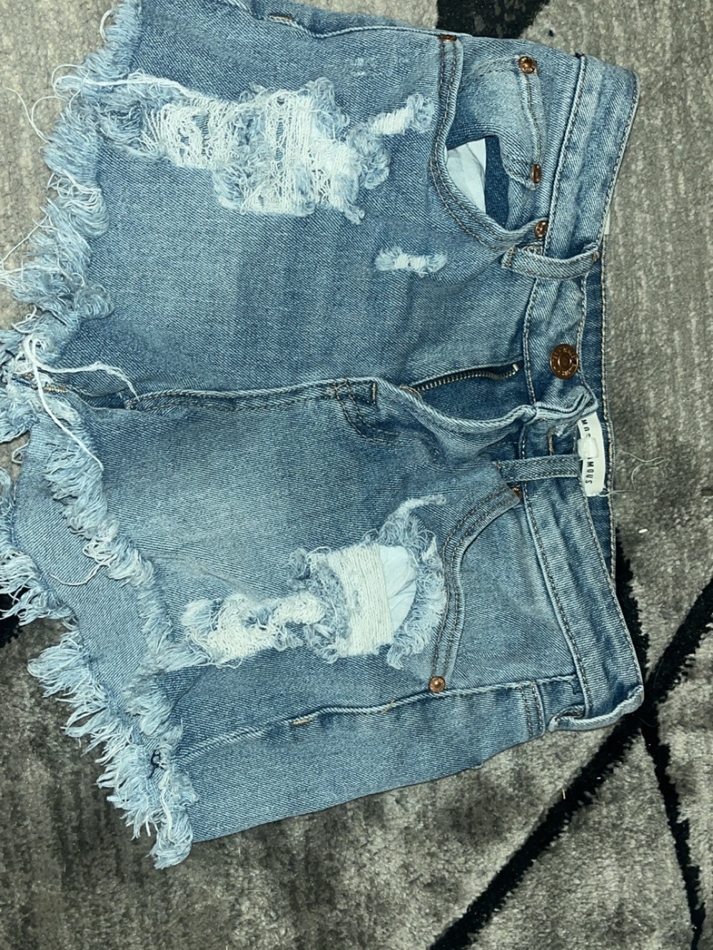 High-Rise Distressed Denim Women’s Shorts - Light Blue